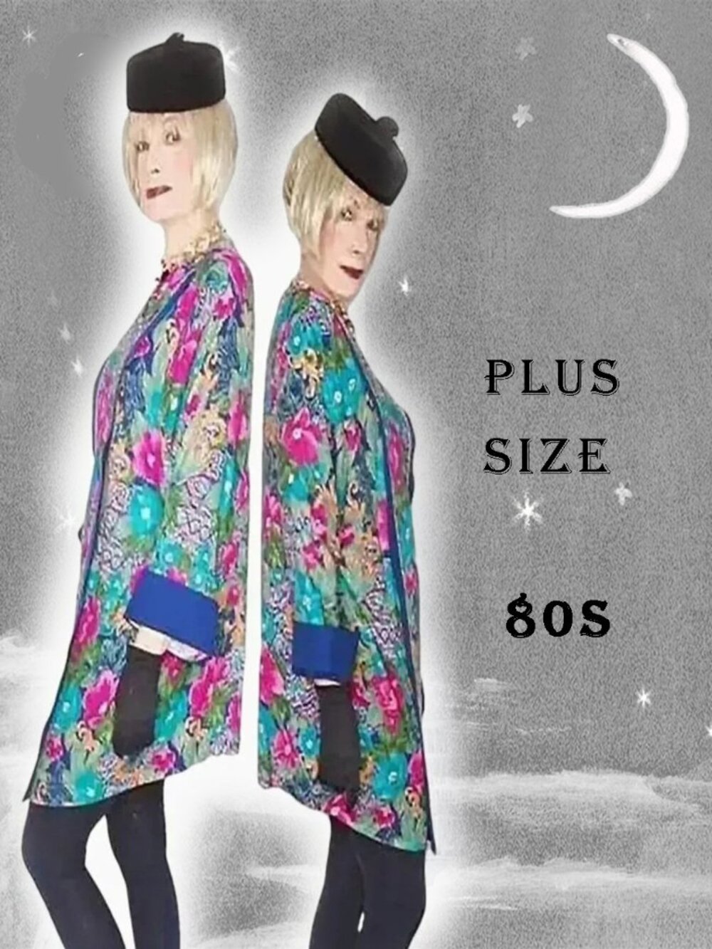 Kimono Style Jacket 80s Vintage Multicolor Floral & Metallic Gold LARGE